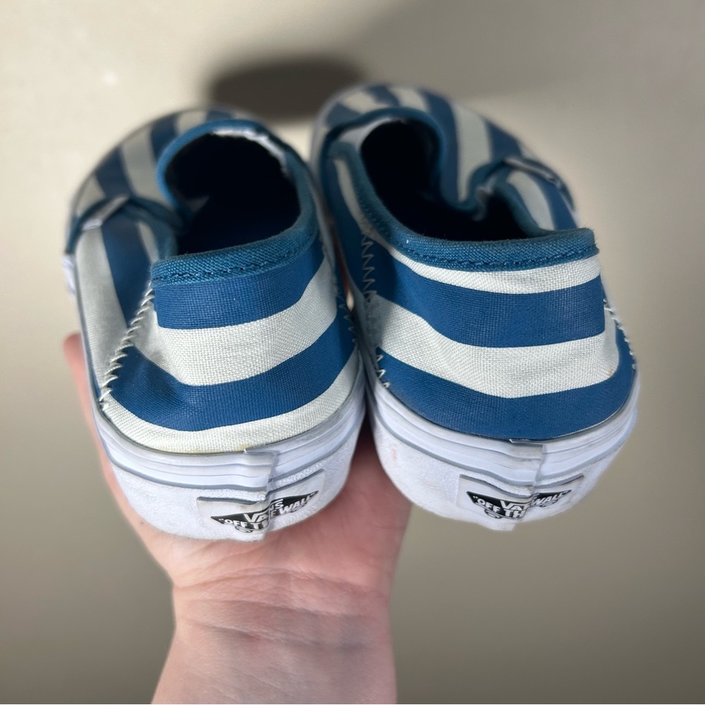 Vans Blue and White Striped Sneakers - Picture 6 of 10